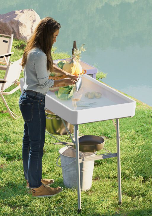 3.4ft Folding Ice Cooler Table with Drain, Fill and Chill Table Outdoor Table Cooler with Storage Shelf, Drink Cooler for Parties Picnic BBQ Camping Wedding, White