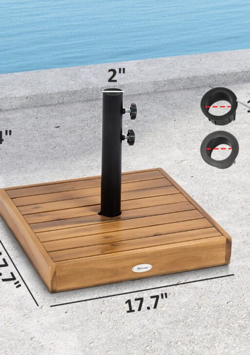 Patio Umbrella Base, 42 lbs. Concrete Heavy Duty Umbrella Base for 1.25/1.5" Poles, Teak