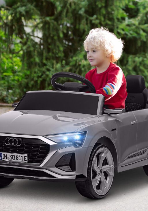 Audi Q8 e-tron Sportback Licensed 12V Battery Powered Kids Electric Car w/ Spring Suspension, Soft Start, Gray
