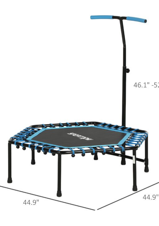 45" Rebounder Trampoline for Adults, Quiet Bungee Rebounder with LED Lights and Adjustable Handle, Blue