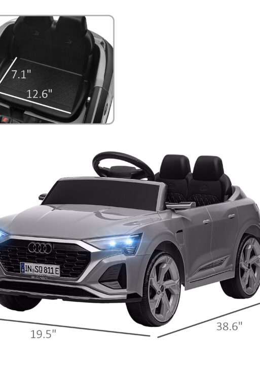 Audi Q8 e-tron Sportback Licensed 12V Battery Powered Kids Electric Car w/ Spring Suspension, Soft Start, Gray