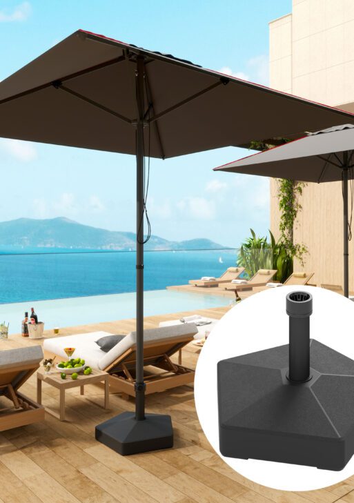 Patio Umbrella Base Holder, Heavy Duty Outdoor Umbrella Stand Base, Filled Up to 42lbs with Stand or 33lbs with Water for Garden, Poolside, Black