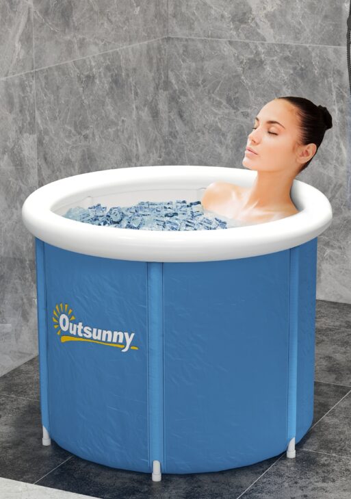 Cold Plunge Tub, Portable Ice Bath Cold Water Therapy Tub with Thermo Lid, for Athletes Recovery, Dark Blue