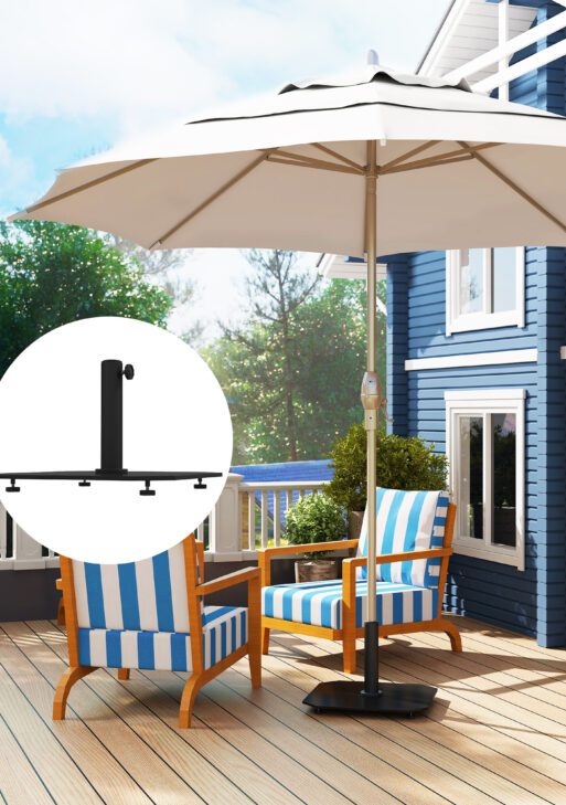 Square Patio Umbrella Base, 41 lbs Metal Umbrella Stand Base with Adjustable Foot Pads, Heavy Duty Patio Umbrella Holder for 1.3"/1.5"/1.9" Umbrella Poles for Outdoor, Lawn, Poolside, Black