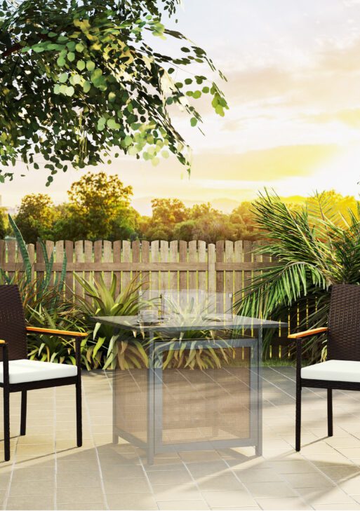 Stackable Patio Wicker Dining Chair Set of 2 with Cushions, Backrest, Armrests for Deck, Garden, Cream White