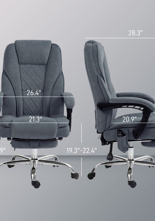 Massage Office Chair, Heated Reclining Computer Chair with Adjustable Height and Footrest, Charcoal Gray