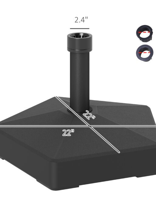 Patio Umbrella Base Holder, Heavy Duty Outdoor Umbrella Stand Base, Filled Up to 42lbs with Stand or 33lbs with Water for Garden, Poolside, Black