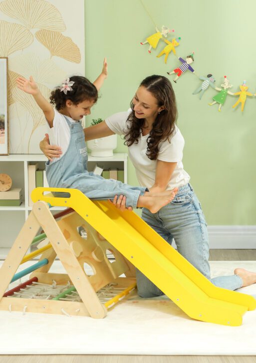 5 in 1 Pikler Triangle Set with Slide & Sandbags for Kids 18-48 Months