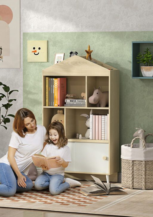 4-Cubby Children's Toy Shelf, Kids Bookshelf and Toy Storage for Playroom, Children's Room, Living Room,