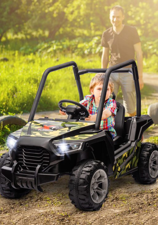 12V Kids Electric Car with Parent Remote Control, Spring Suspension, Soft Start, Music, LED Light, Safety Belt, Green