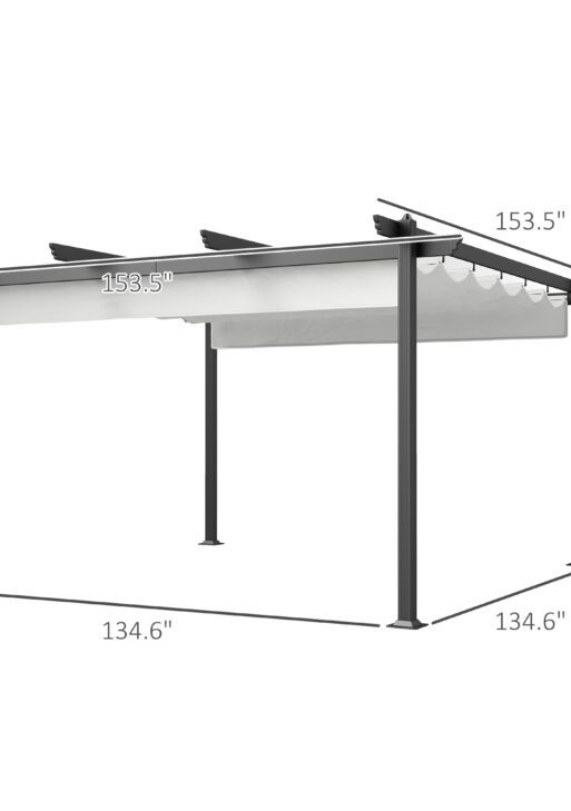13' x 13' Aluminum Retractable Pergola Canopy, Outdoor Pergola for Garden, Patio, Backyard, Deck, White