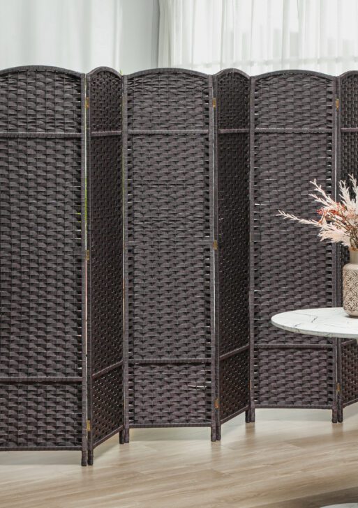 Folding Room Divider Screen 6 Panel 5.6 ' Tall Privacy Screen Freestanding Room Partition for Home Office, Brown