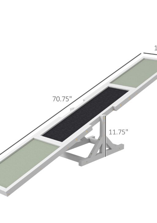 Wooden Dog Agility Seesaw for Training and Exercise, White