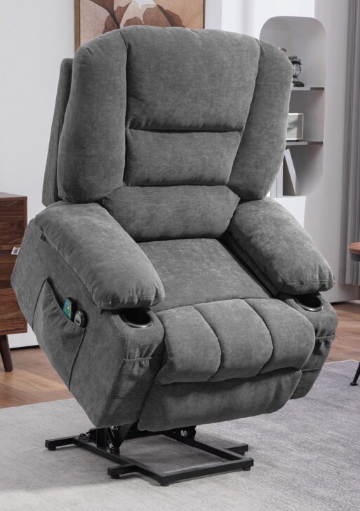 Power Lift Chair, Electric Recliner Chair with Vibration Massage, Heat, Side Pockets, Quick Assembly, Charcoal Gray