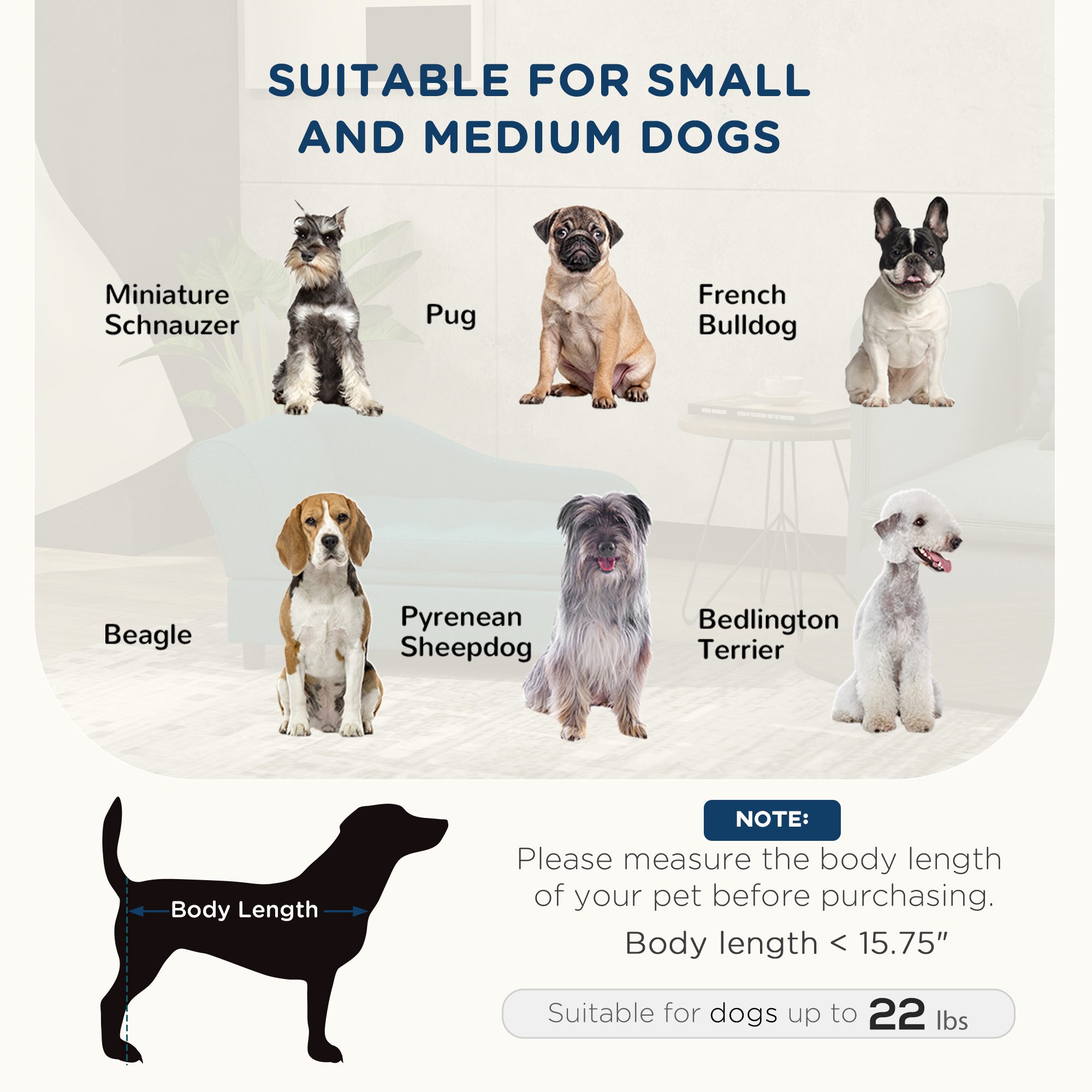 Pet Sofa Dog Sofa for Small Dogs with Storage, Dark Blue - Image 2