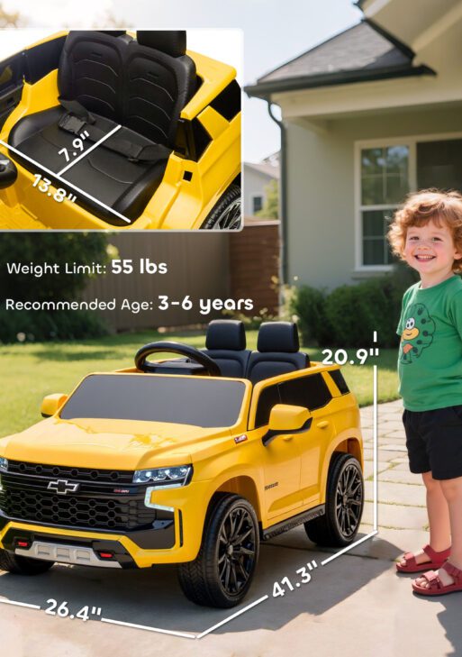 Electric Ride on Car 12V Kids Ride-on Toy, Yellow