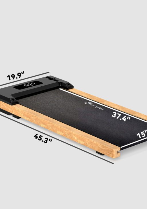 2.5HP Walking Pad, Wood Under Desk Treadmill with Remote Control, Transport Wheels and LED Display for Home Gym Office