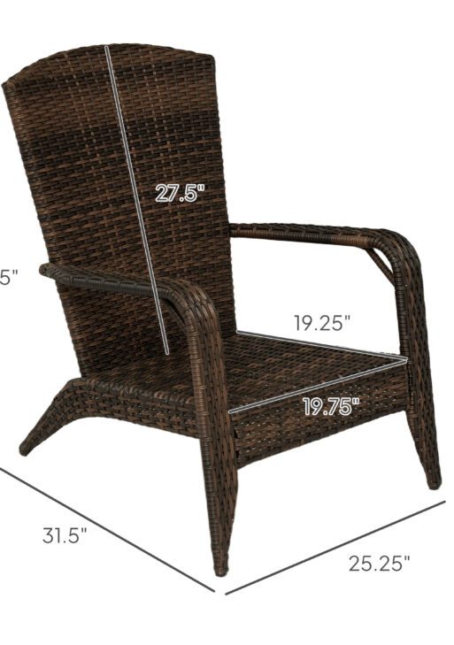 Patio Adirondack Chair with Rattan Wicker, Soft Cushions, Tall Curved Backrest for Deck or Garden, Cream White