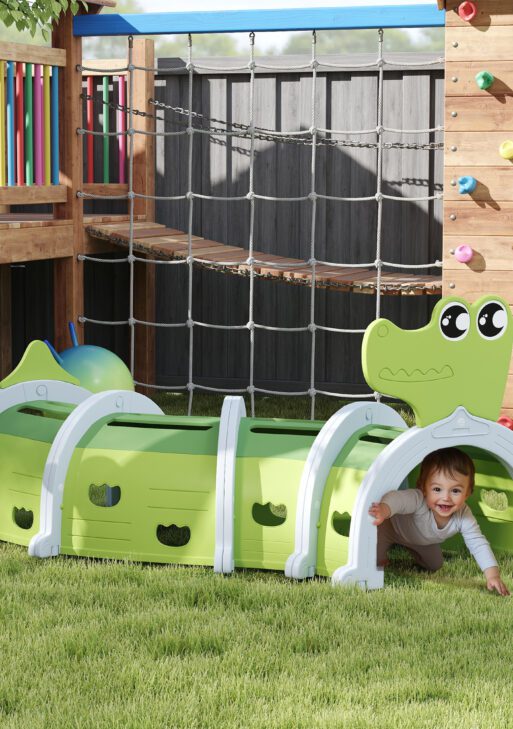 Crocodile Design Kids Play Tunnel for Kids to Crawl Through, 76" Long