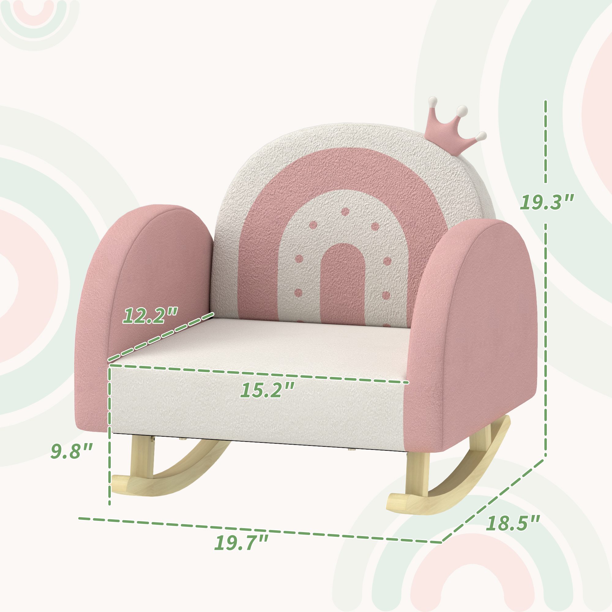 Kids Rocking Chair, Princess Crown Toddler Chair, Children's Armchair Rocker for Bedroom, Playroom, Pink - Image 1