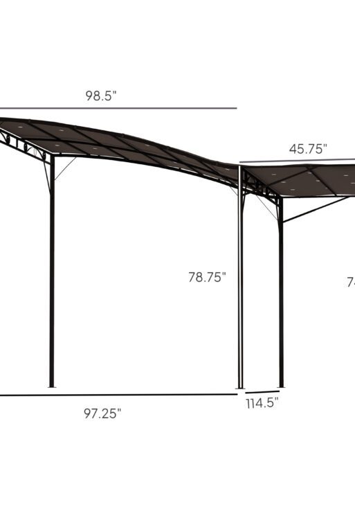 10' x 8' Outdoor Pergola and Patio Gazebo for Garden, Camper, Deck, Doors and Windows, Brown