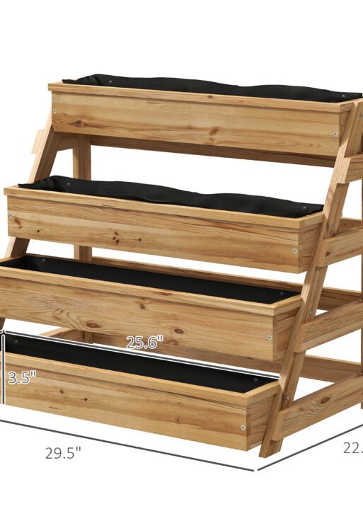 4 Tier Vertical Raised Garden Bed with Drainage Holes, Outdoor Planter Box for Herbs, Vegetables, and Flowers