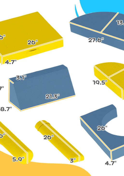 14 Pieces Foam Climbing Blocks for Toddlers, Indoor Climb and Crawl Activity Play Set, Yellow