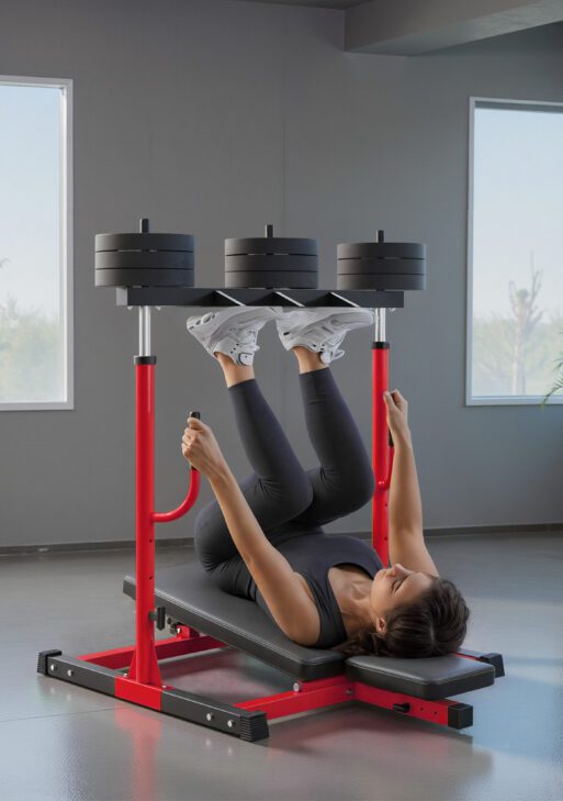 Vertical Leg Press Machine with Adjustable Leg, Back, and Head Positions, 1" Standard Plate Compatible, Red