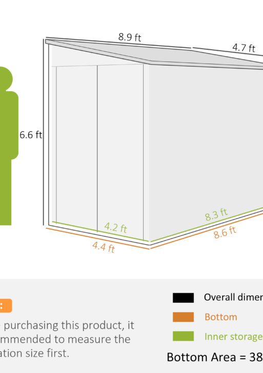 4.6' x 9' Outdoor Storage Shed, Lean to Metal Shed with Foundation Kit, Lockable Doors and Gloves for Patio, Lawn, Brown