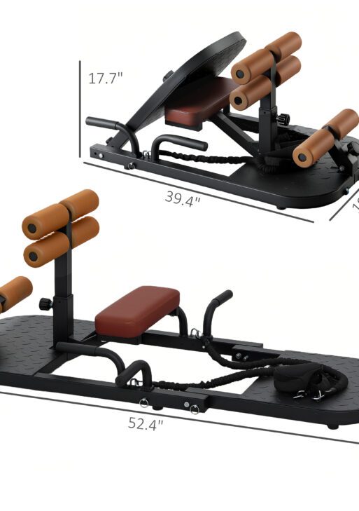 Foldable Sissy Squat Machine, Hip Thrust Machine with Push Up Stand, Multipurpose Glute Workout Equipment, Black