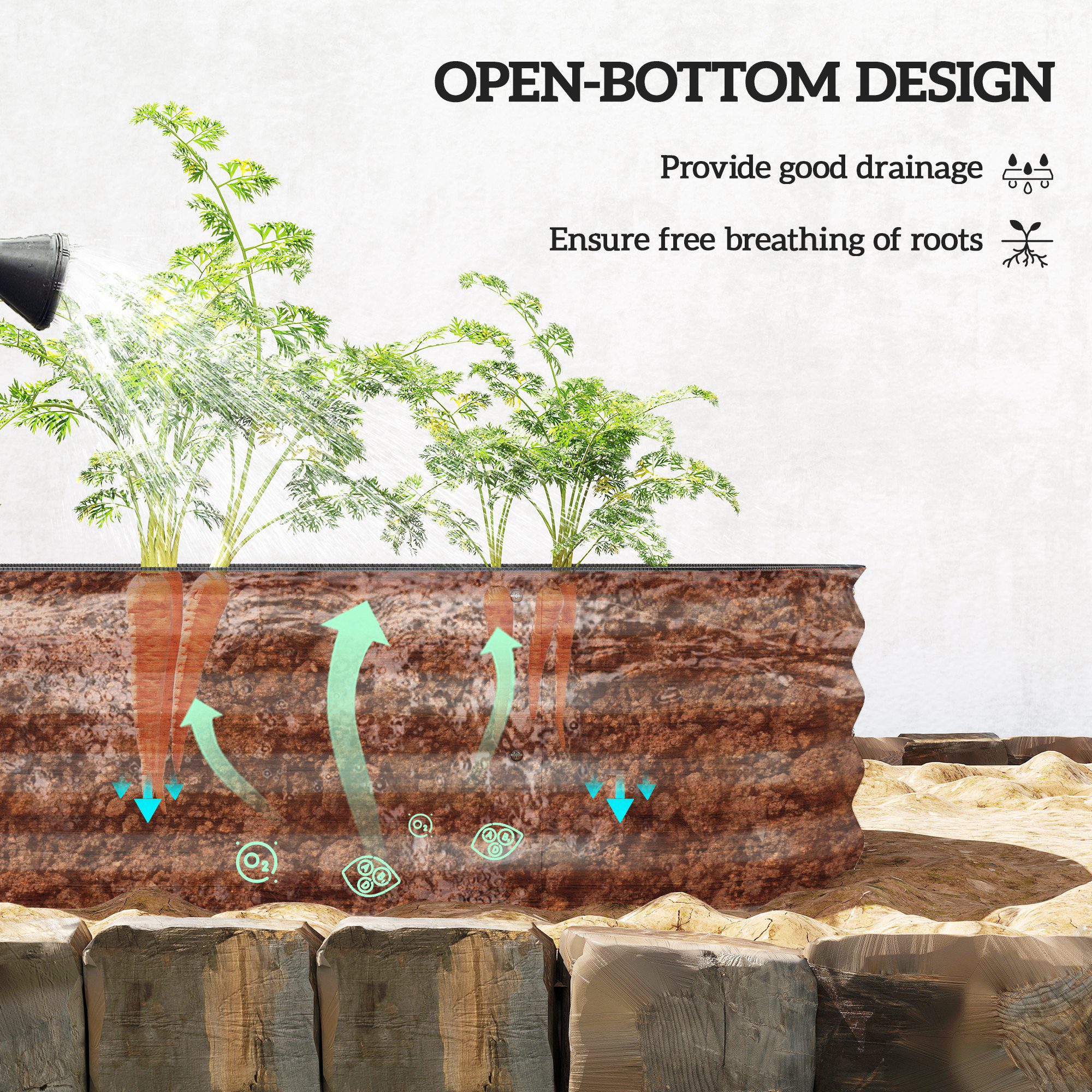 7.9' x 2' x 1' Galvanized Raised Garden Bed Kit, Metal Planter Box with Safety Edging, Brown - Image 3