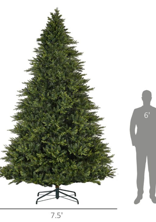 12ft Hinged Artificial Christmas Tree with Foldable Stand, Easy Assembly, Xmas Tree for Home Office Holiday, Green
