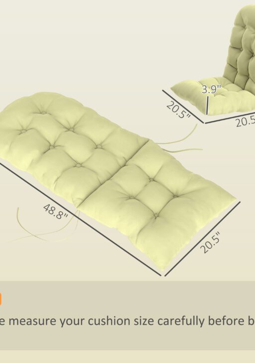 Adirondack Chair Cushions Set of 2, Tufted High Back Patio Non-Slip Cushions for Adirondack Chairs, Beige