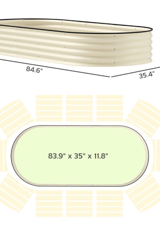 7' x 3' x 1' Raised Garden Bed Set, 2PCS Raised Beds for Gardening with Metal Plant Stakes, Cream White