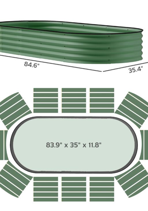 7' x 3' x 1' Raised Garden Bed Set, 2PCS Raised Beds for Gardening with Metal Plant Stakes, Green