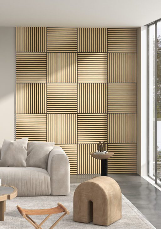 24" x 24" Wood Panels for Wall, 4 Pack Acoustic Panels, Sound Absorbing Slat Wall for Wall Decor, Home, Oak