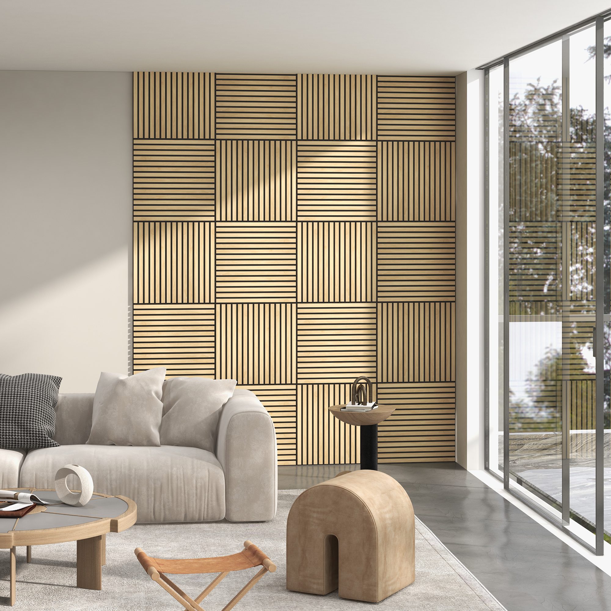 24" x 24" Wood Panels for Wall, 4 Pack Acoustic Panels, Sound Absorbing Slat Wall for Wall Decor, Home, Oak