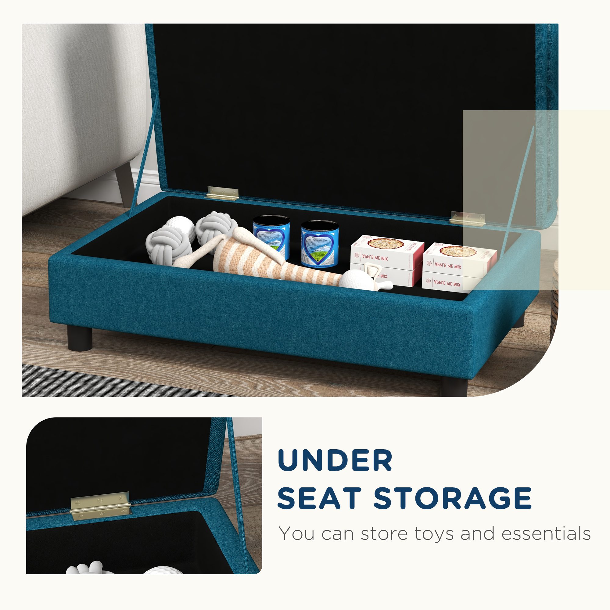 Pet Sofa Dog Sofa for Small Dogs with Storage, Dark Blue - Image 3