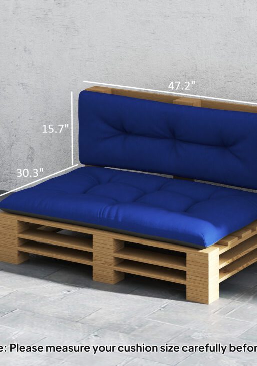 2 Seater Pallet Cushions Outdoor 3.9" Thick Replacement Cushions - Tufted Design for Garden, Patio, Navy Blue