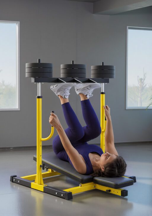 Vertical Leg Press Machine with Adjustable Leg, Back, and Head Positions, 1" Standard Plate Compatible, Yellow