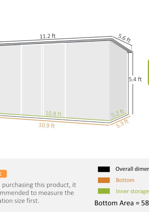 11.2' x 5.6' Storage Shed w/ Lockable Door, Galvanized Metal Utility Outdoor Shed for Backyard, Bike, Patio, Light Gray