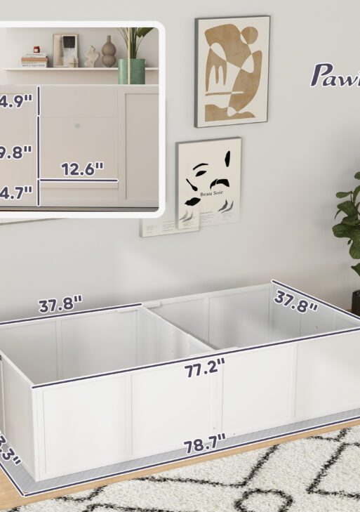 Whelping Box for Dogs and Puppies w/ Waterproof Pee Pad & Adjustable Door for Medium, Small Dogs, 77" x 38" x 19"