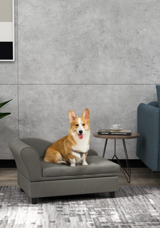 Pet Sofa Dog Sofa for Small Dogs with Storage, Gray