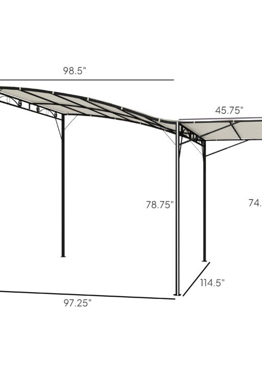 10' x 8' Outdoor Pergola and Patio Gazebo for Garden, Camper, Deck, Doors and Windows, Cream White