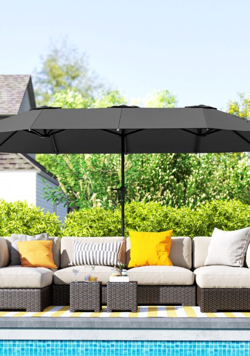 13 ft. Extra Large Patio Umbrella with Easy Crank Handle, Vents for Outdoor, Patio, UPF30+, Dark Gray