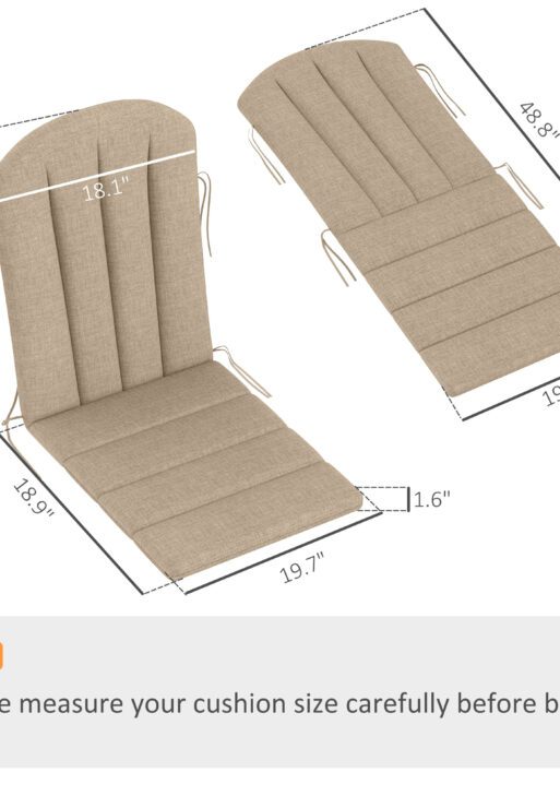 Set of 4 Outdoor Chair Cushions, High Back Adirondack Chair Cushion with Ties, High-Density Foam, Beige