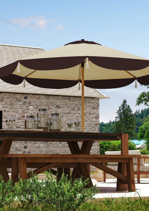 9FT Patio Umbrella, UPF 50+ Outdoor Market Umbrella with 8 Ribs, Vented Outdoor Table Umbrella for Deck, Backyard and Lawn, Beige
