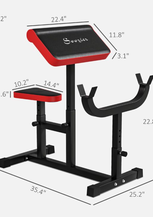 265 LBS Preacher Curl Bench for Strength Training, Adjustable Seated Arm Isolated Barbell Dumbbell Bicep Station, Black