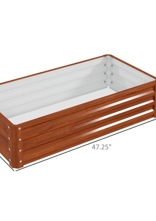Galvanized Raised Garden Bed, 4' x 2' x 1' Metal Planter Box, for Growing Vegetables, Flowers, Herbs, Succulents, Brown