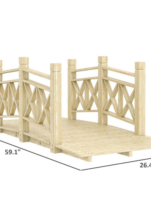 5 ft. Wooden Garden Bridge Footbridge for Backyard Ponds, Creeks, Streams, Nature Wood